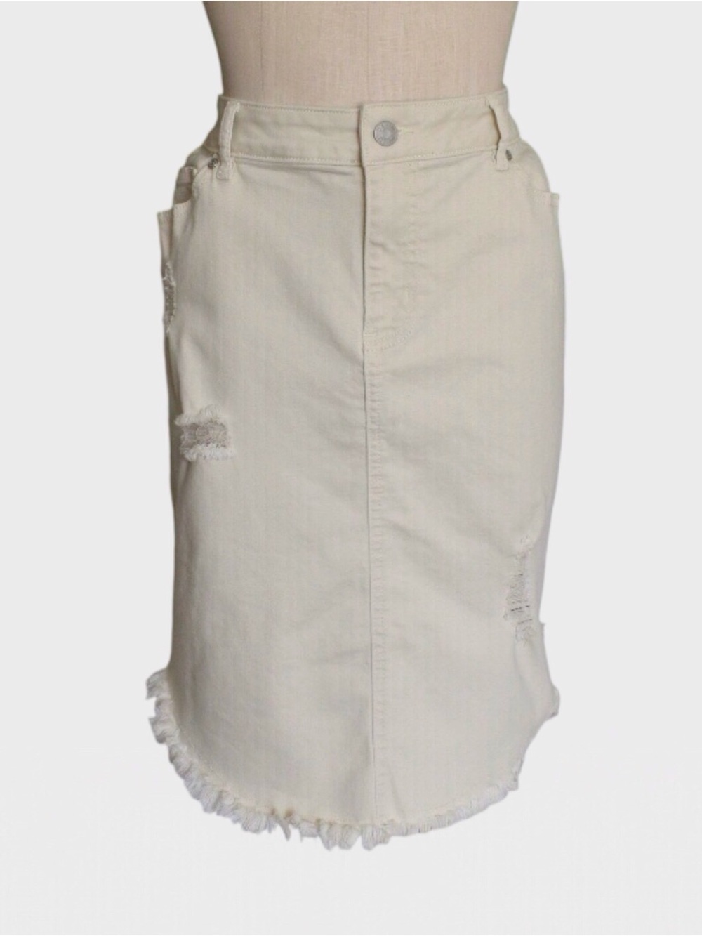 C Est 1946 Distressed Stretch‎ Denim Skirt